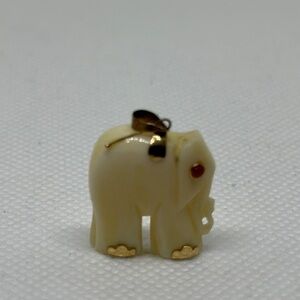 14k real solid gold Ruby stone Elephant Pendant